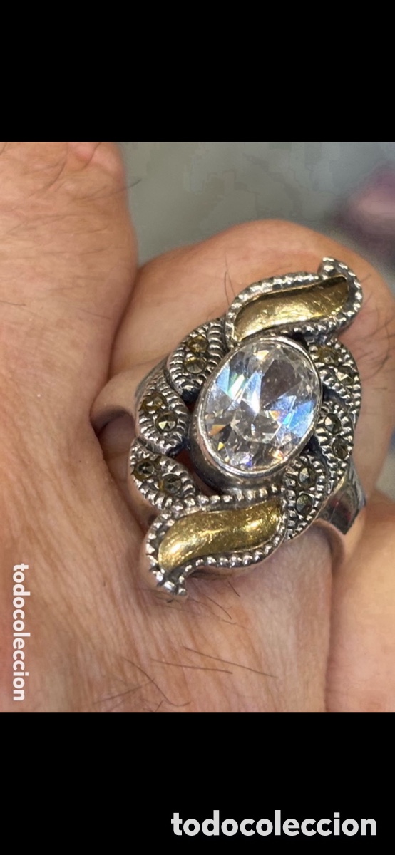 Joyeria: ANTIGUO ANILLO CON TOPACIO Y MARQUESITAS - Foto 3