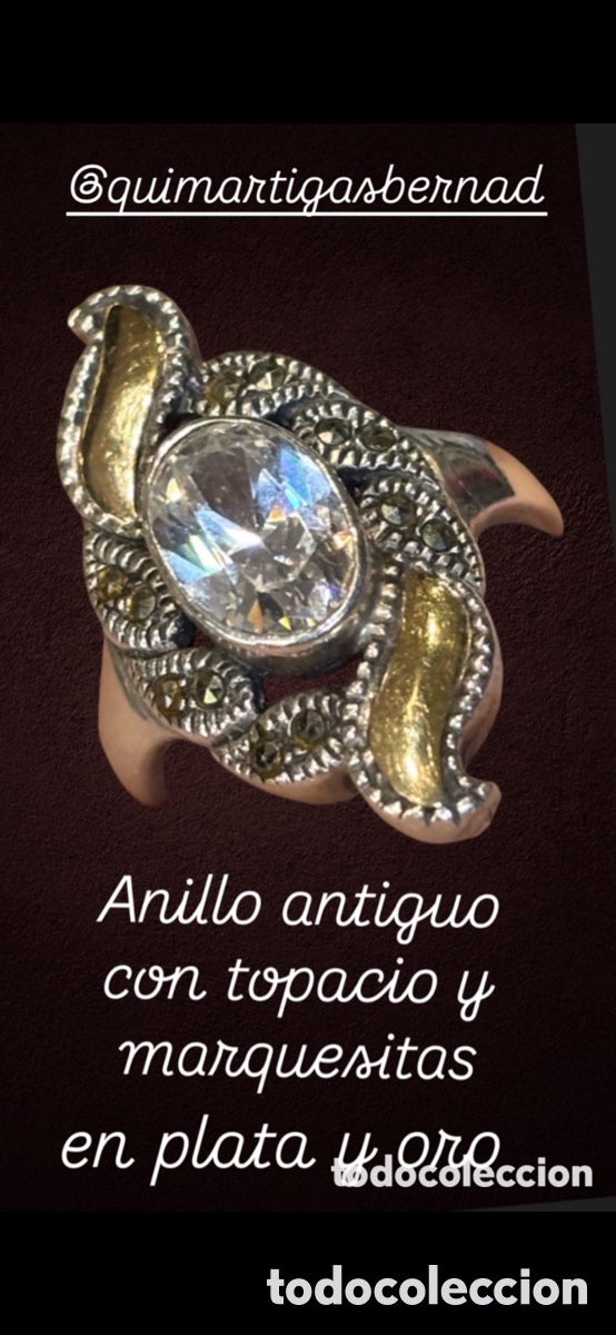 Joyeria: ANTIGUO ANILLO CON TOPACIO Y MARQUESITAS - Foto 1