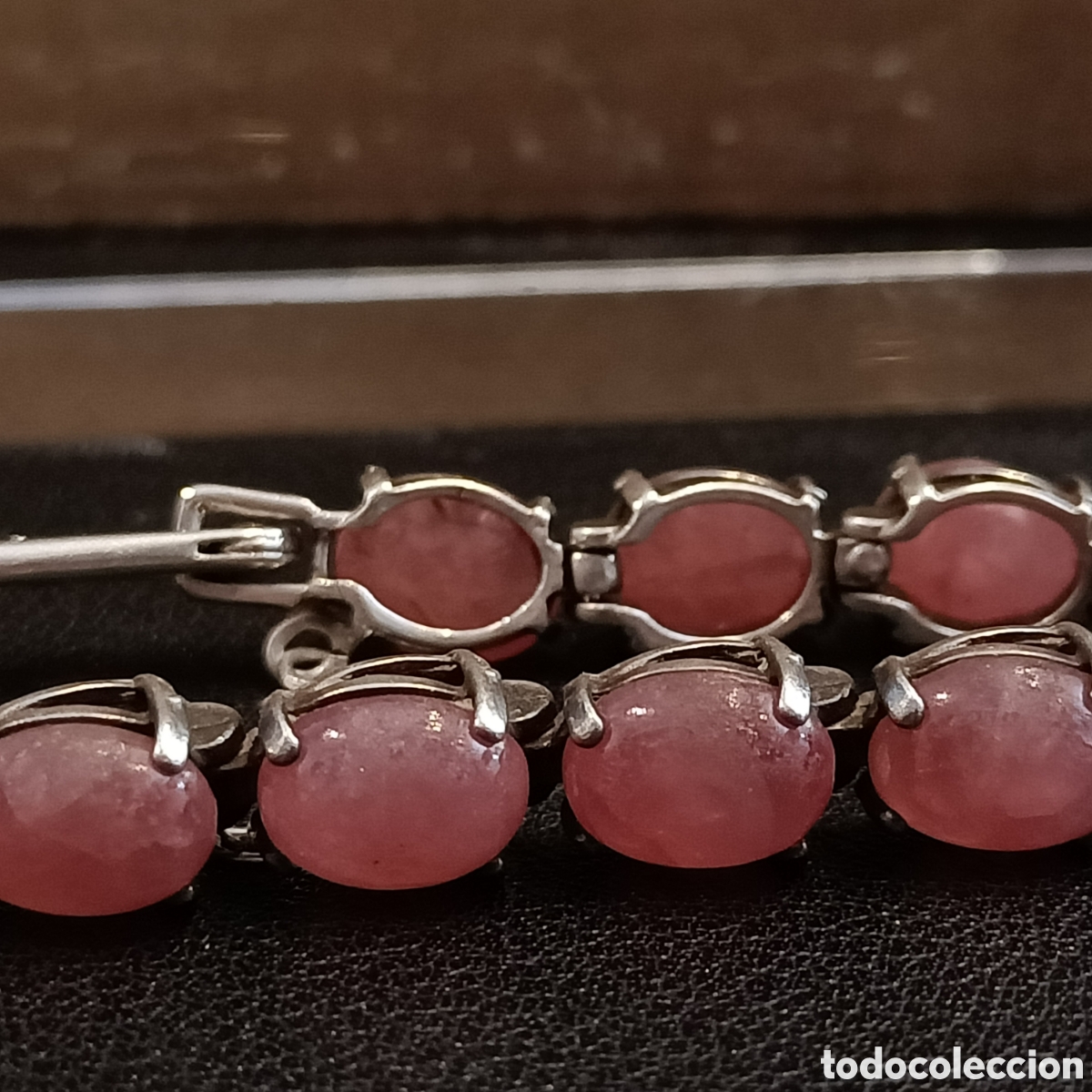 Joyeria: Pulsera de plata con cabujones de cuarzo rosa. - Foto 4