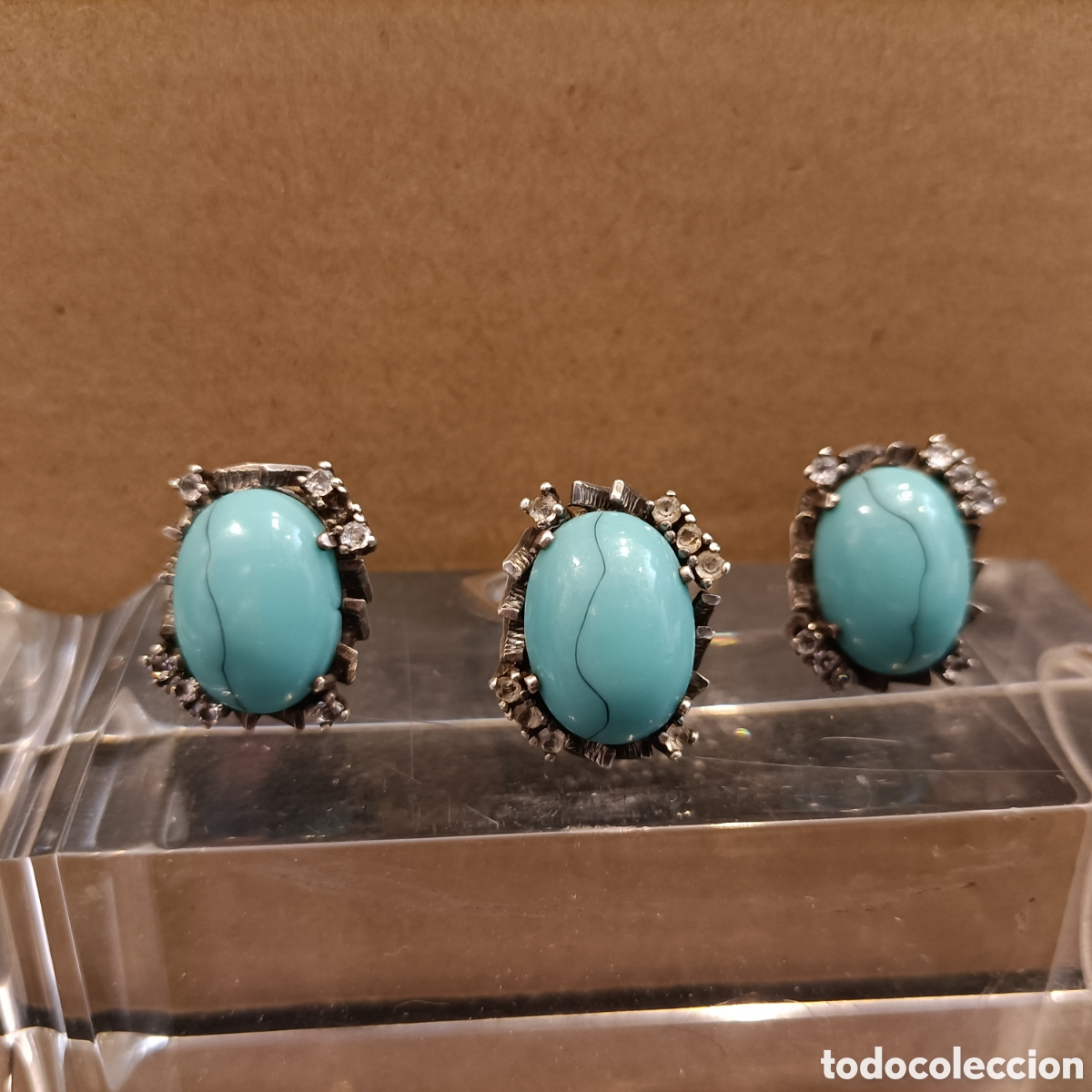 Joyeria: Conjunto de plata y simil turquesa. - Foto 1
