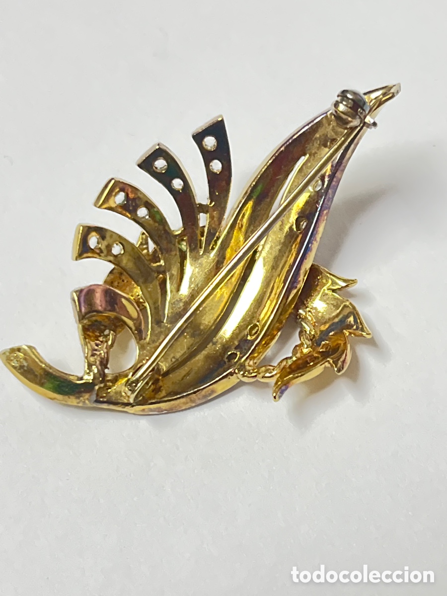 Joyeria: Broche de plata chapado oro y rodio / B203 - Foto 5