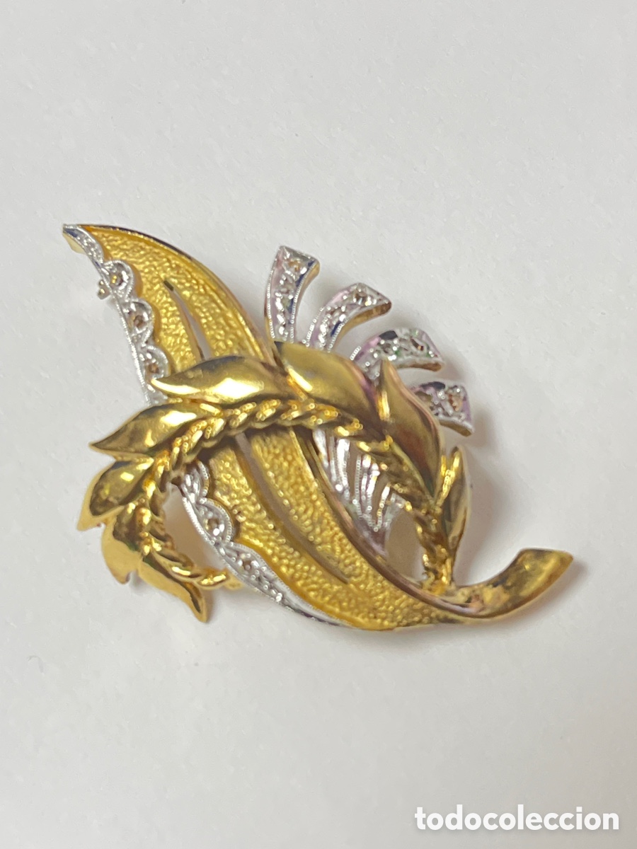 Joyeria: Broche de plata chapado oro y rodio / B203 - Foto 2