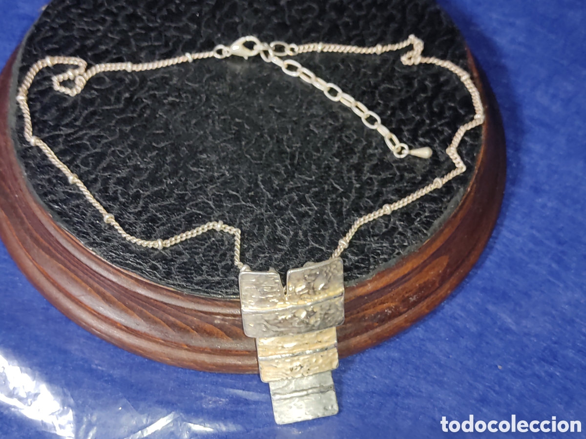 Joyeria: Collar de metal plateado.Vintage. - Foto 2
