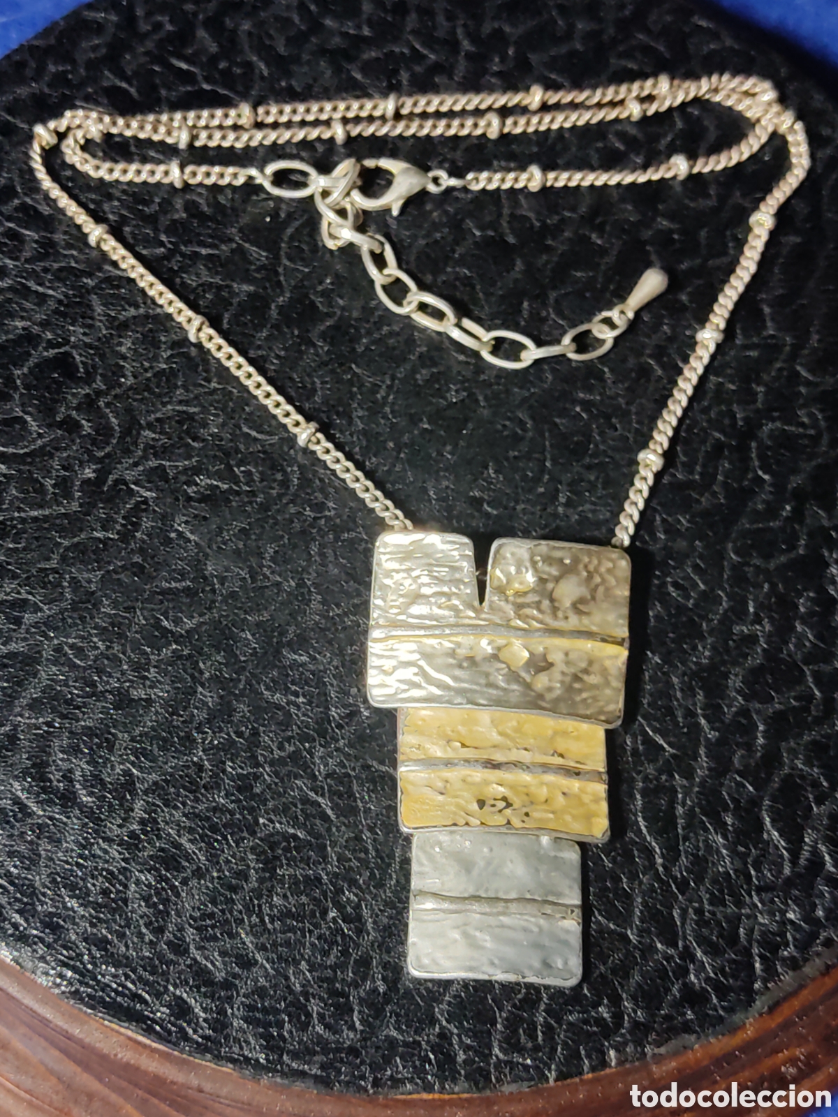 Joyeria: Collar de metal plateado.Vintage. - Foto 3