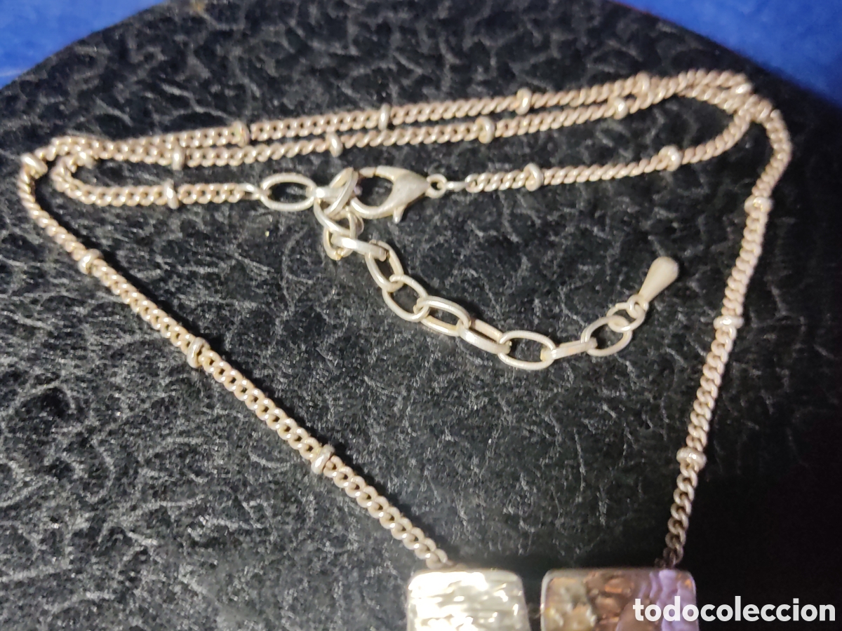 Joyeria: Collar de metal plateado.Vintage. - Foto 4
