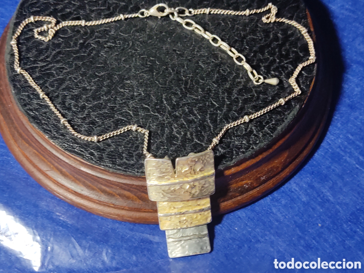 Joyeria: Collar de metal plateado.Vintage. - Foto 1