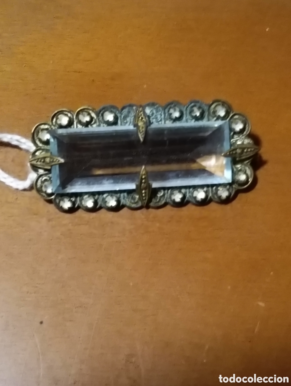 Joyeria: Broche victoriano rectangular de pedrer&iacute;a para mujer, coleccionable y completo 1900 - Foto 1
