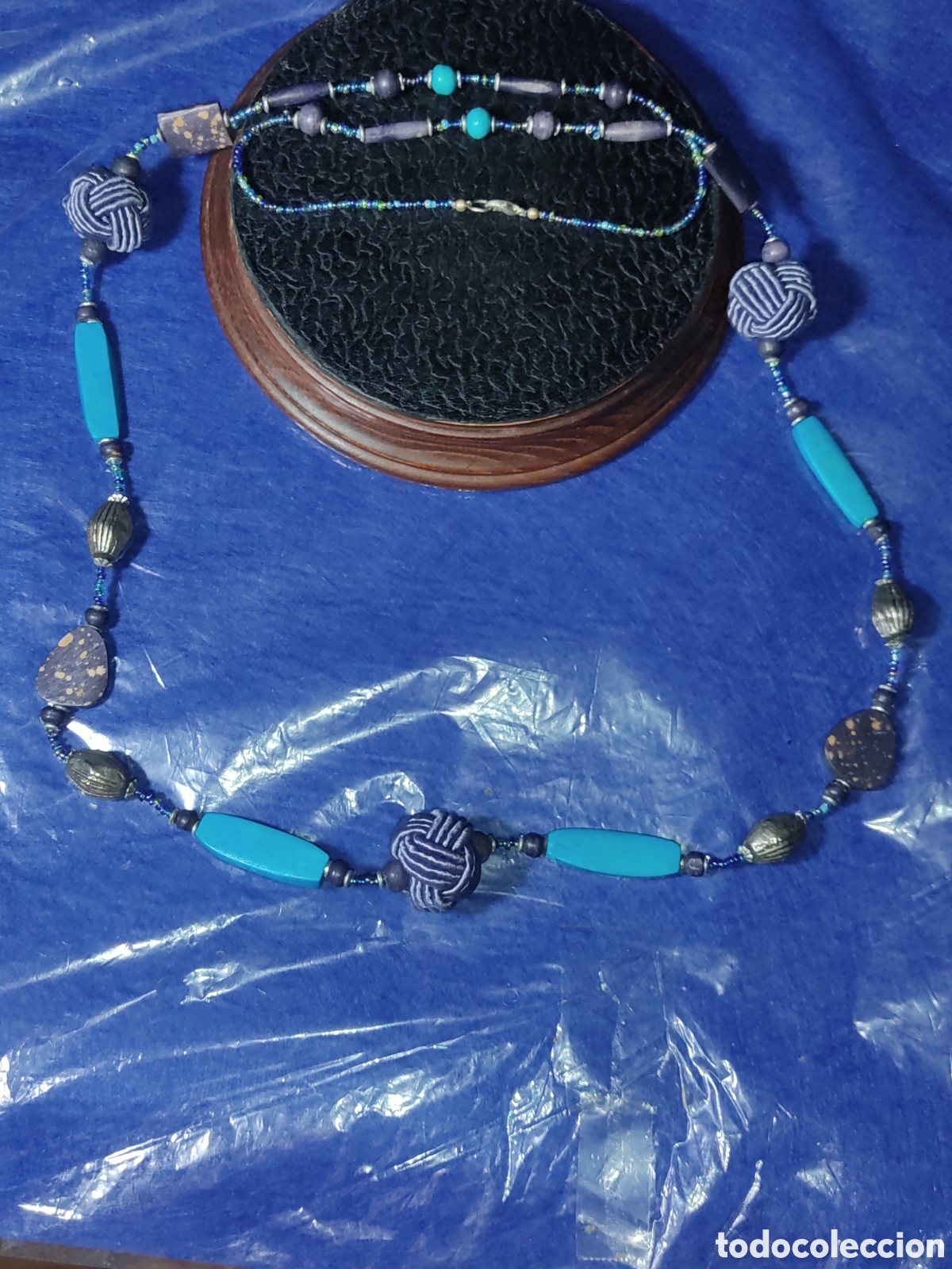 Joyeria: Collar largo de hueso tintado con abalorios y bolas - Foto 1