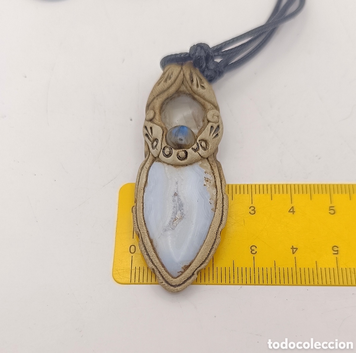 Joyeria: Collar Artesanal de Calcedonia Azul y Arcilla - Foto 3