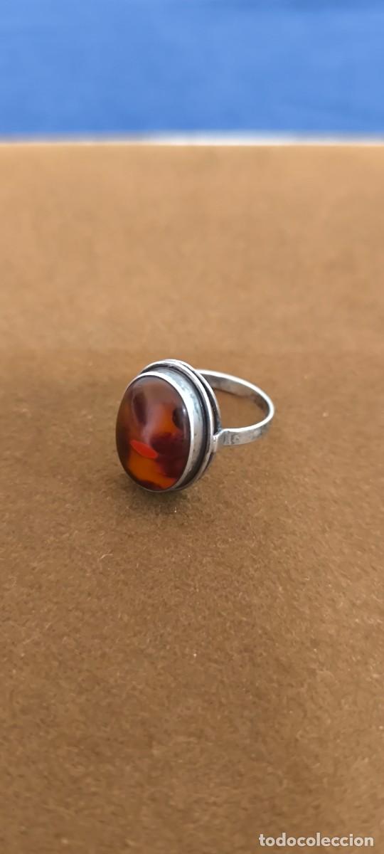 Joyeria: ANILLO DE PLATA Y AMBAR CON MARCAS - Foto 2