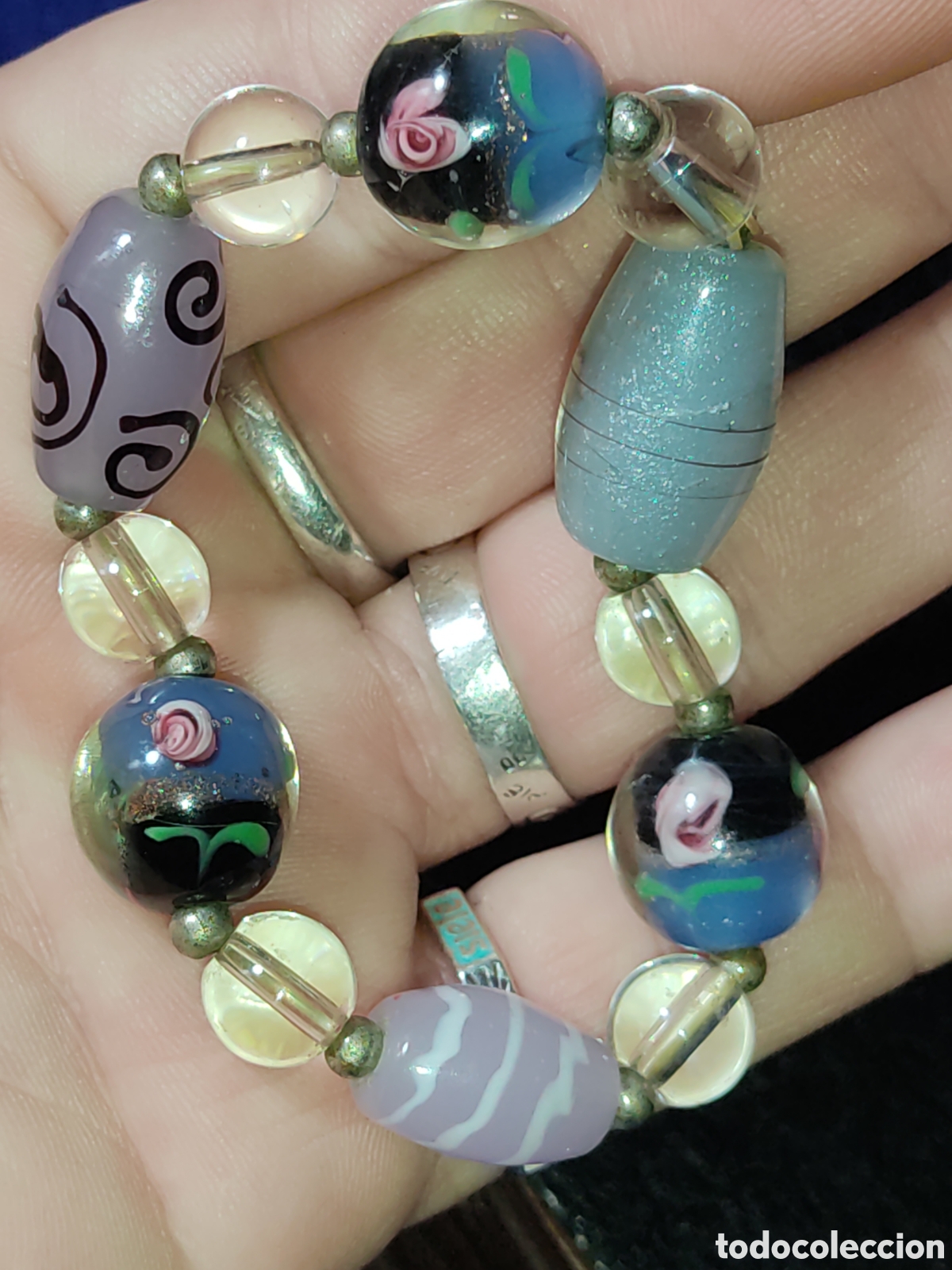 Joyeria: Pulsera de cristal de Murano & Rosas. - Foto 6