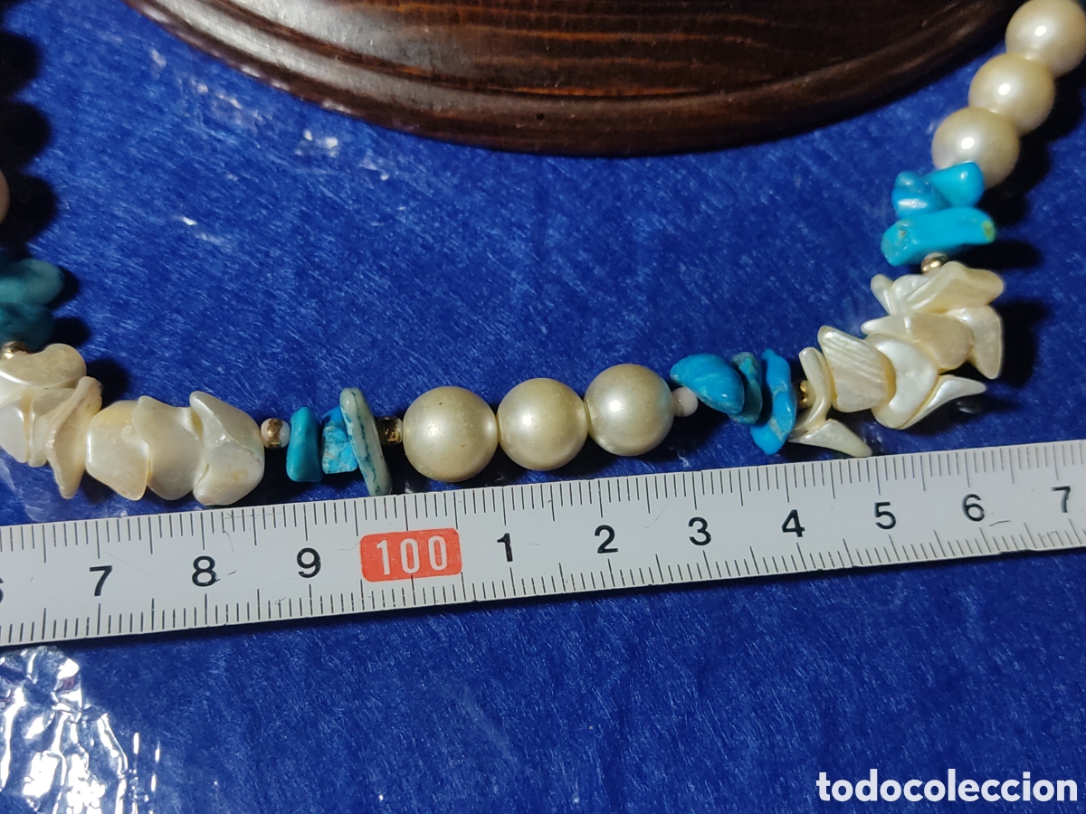 Joyeria: Collar de n&aacute;car,turquesa y perlas.Vintage. - Foto 2