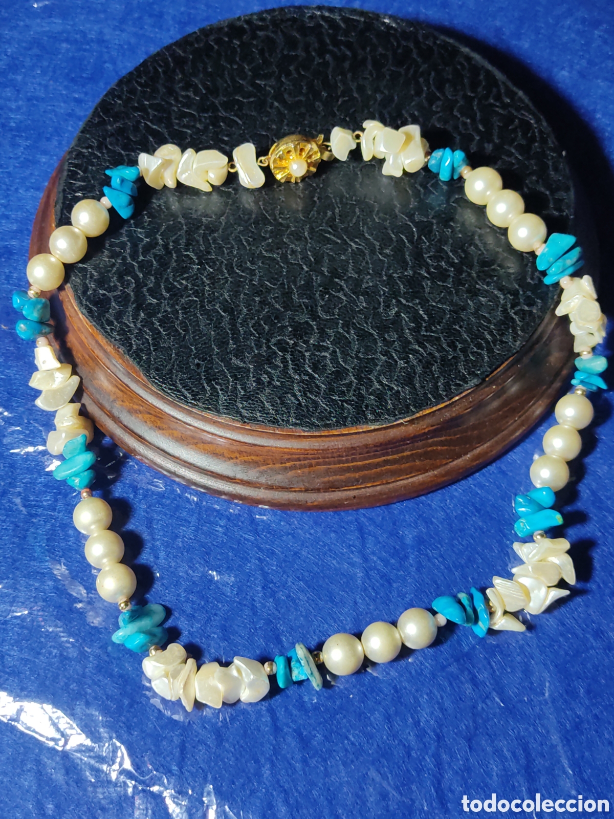 Joyeria: Collar de n&aacute;car,turquesa y perlas.Vintage. - Foto 4