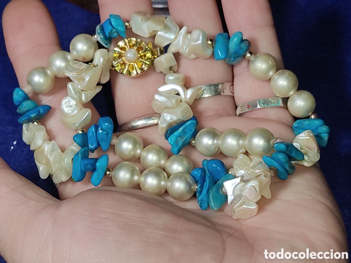 Joyeria: Collar de n&aacute;car,turquesa y perlas.Vintage. - Foto 6