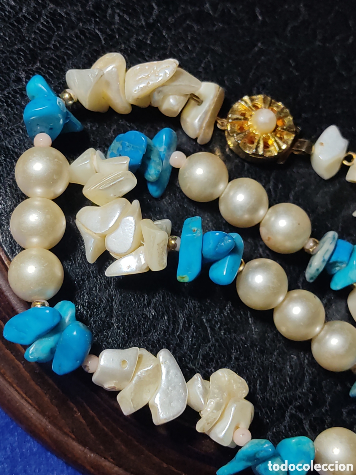 Joyeria: Collar de n&aacute;car,turquesa y perlas.Vintage. - Foto 8