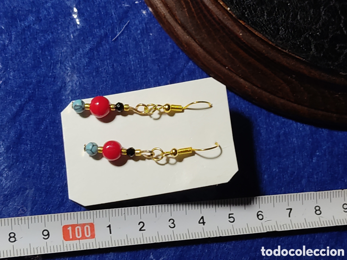 Joyeria: Pendientes de coral rojo y turquesa. - Foto 3