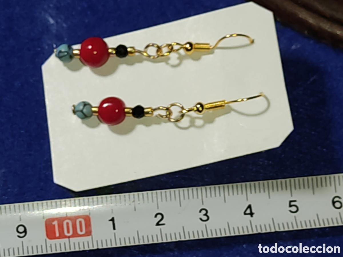 Joyeria: Pendientes de coral rojo y turquesa. - Foto 4