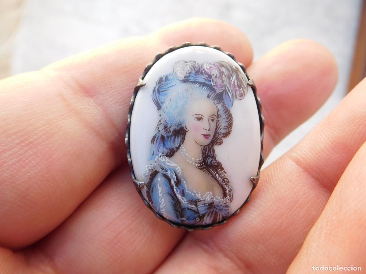 Joyeria: Broche antiguo con esmalte dama - Foto 2