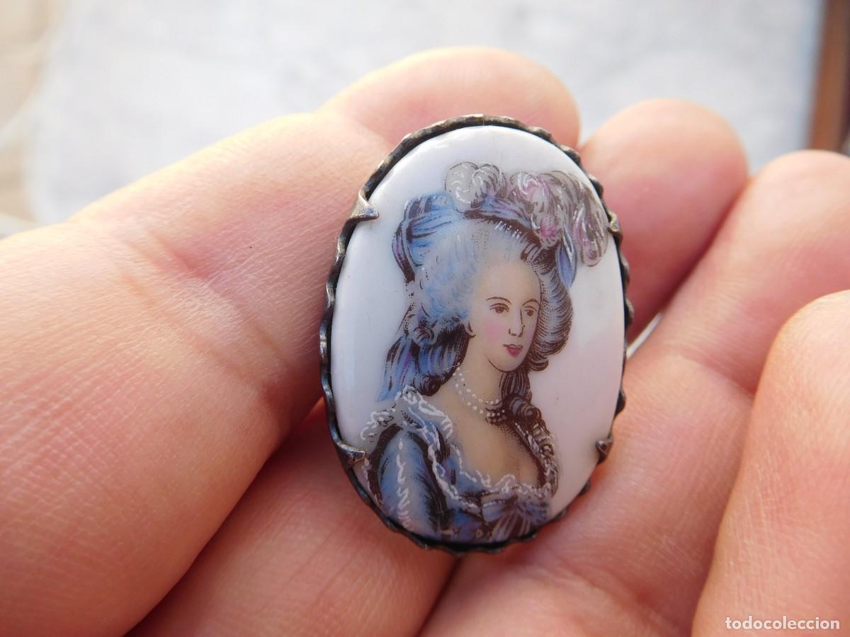 Joyeria: Broche antiguo con esmalte dama - Foto 3