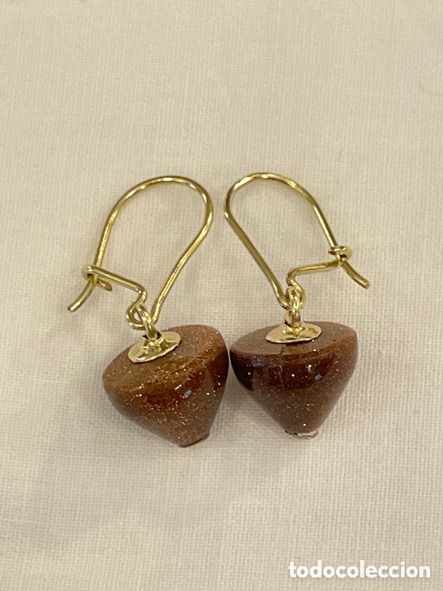 Joyeria: Pendientes aventurina y oro 18K - Foto 2