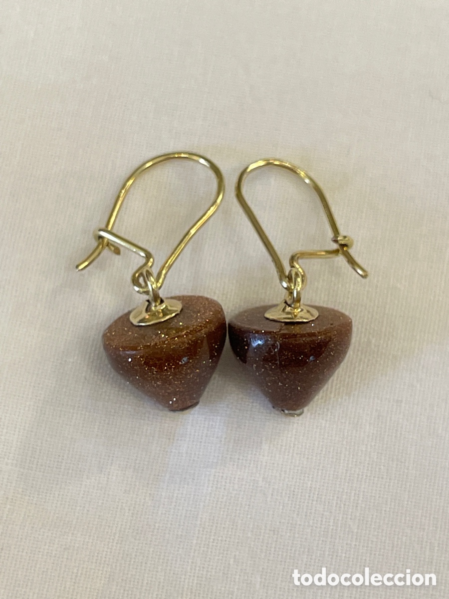 Joyeria: Pendientes aventurina y oro 18K - Foto 3
