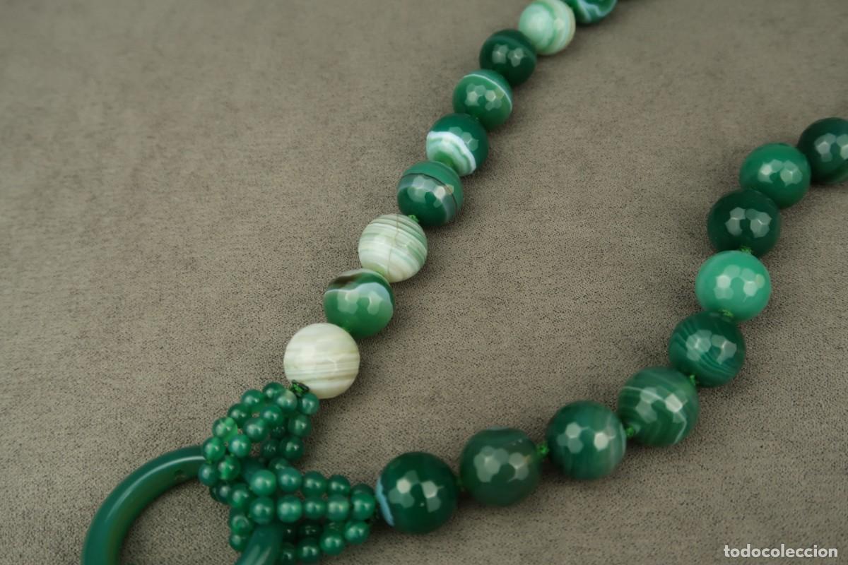 Joyeria: Antiguo Collar de &Aacute;gata Verde Facetada - Foto 5