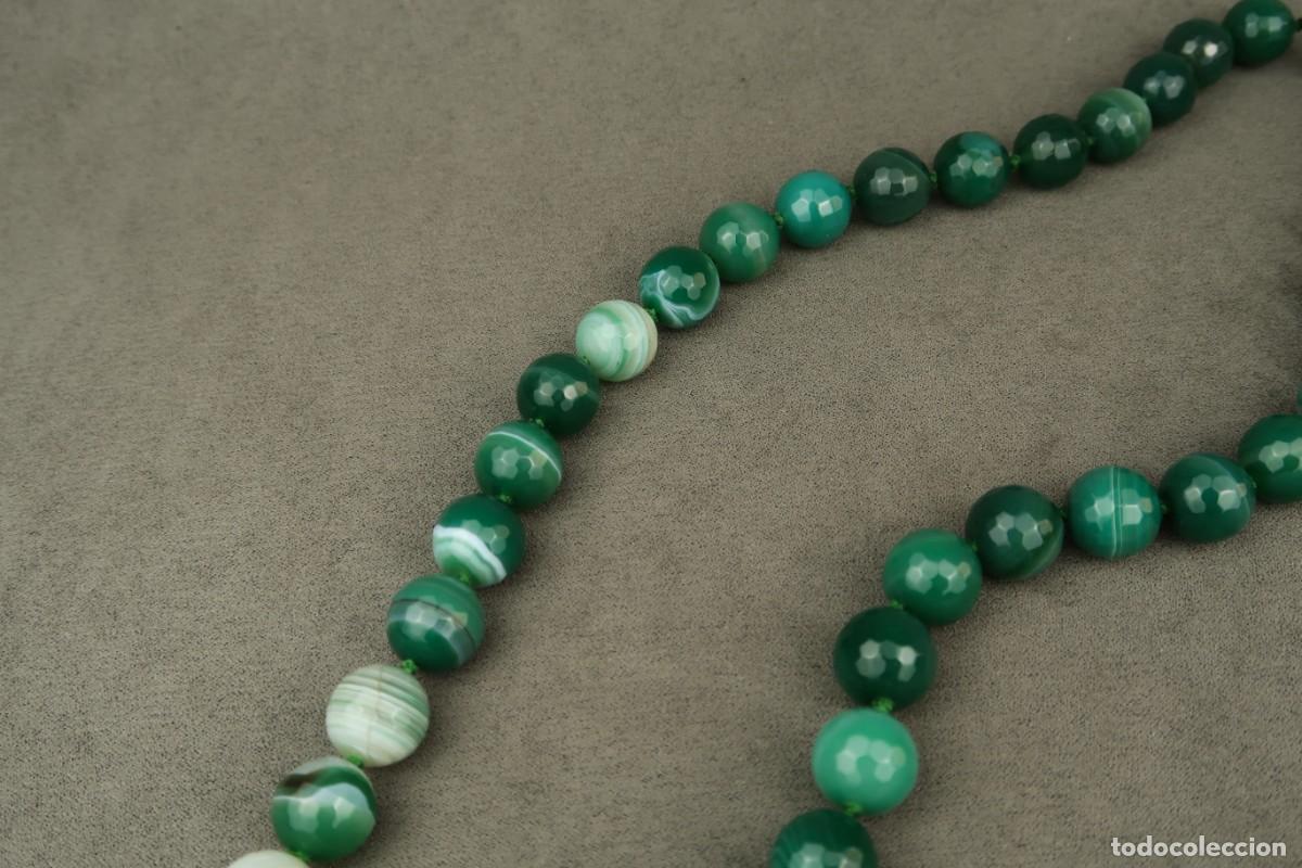 Joyeria: Antiguo Collar de &Aacute;gata Verde Facetada - Foto 6