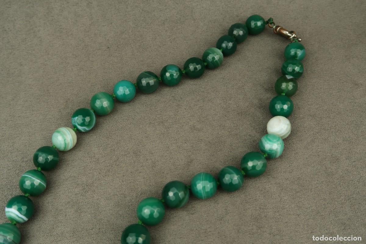 Joyeria: Antiguo Collar de &Aacute;gata Verde Facetada - Foto 7