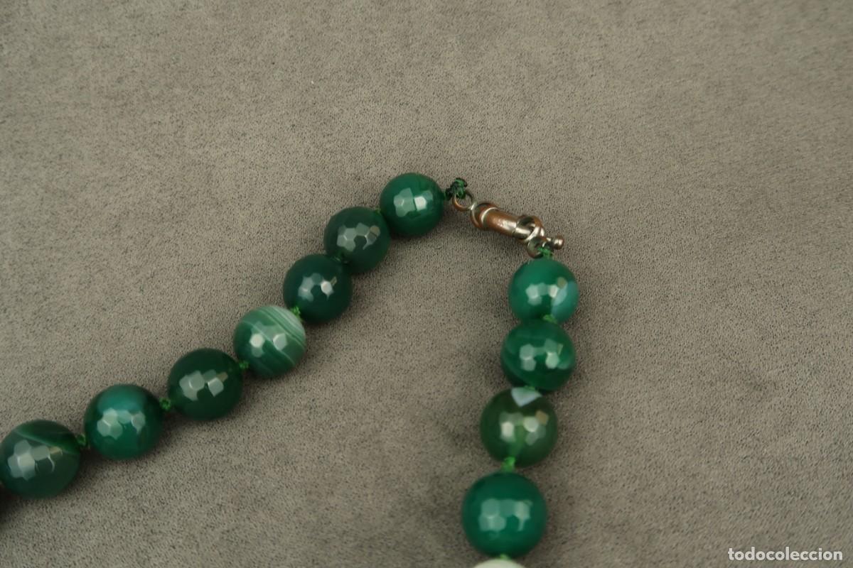 Joyeria: Antiguo Collar de &Aacute;gata Verde Facetada - Foto 8