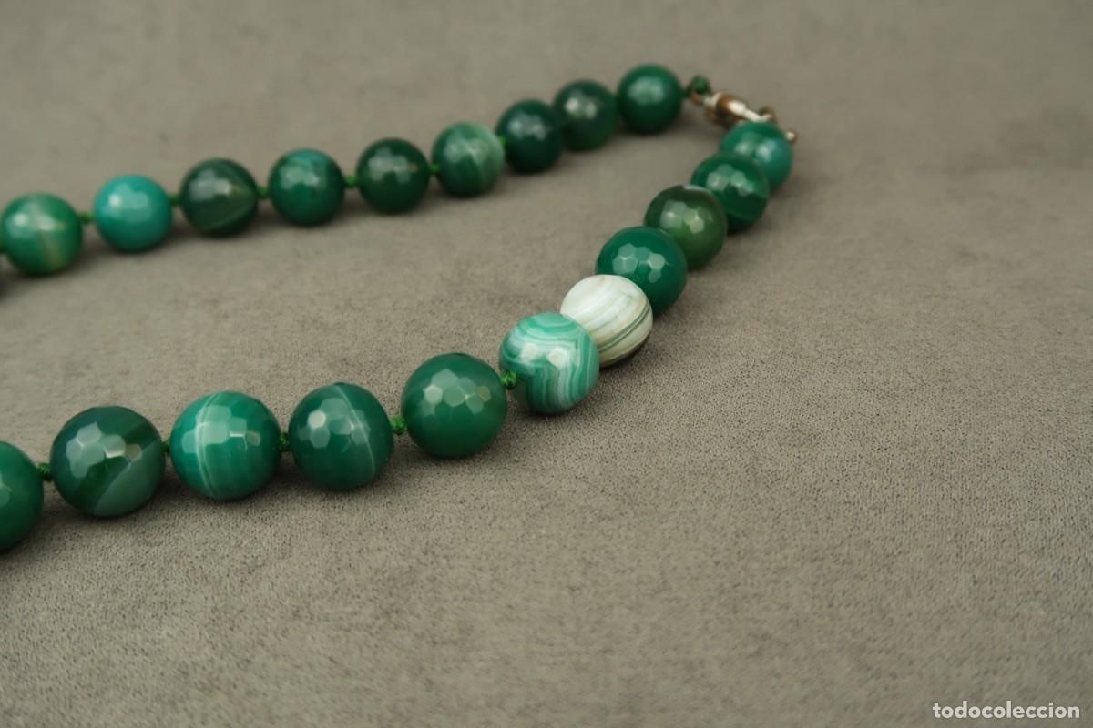 Joyeria: Antiguo Collar de &Aacute;gata Verde Facetada - Foto 9