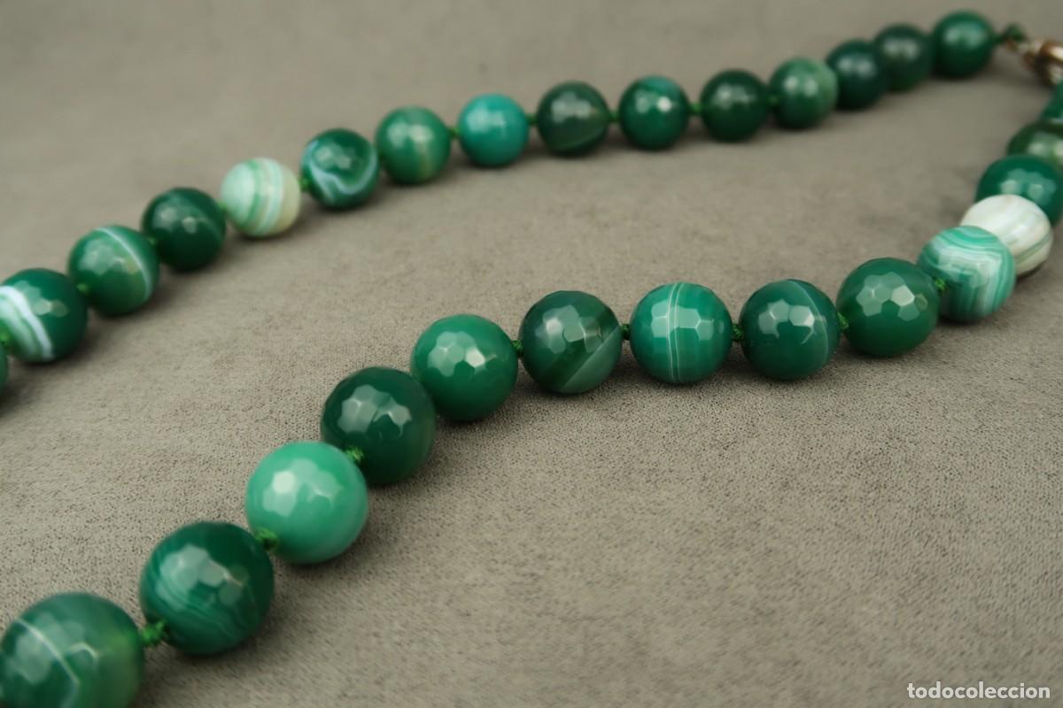 Joyeria: Antiguo Collar de &Aacute;gata Verde Facetada - Foto 10