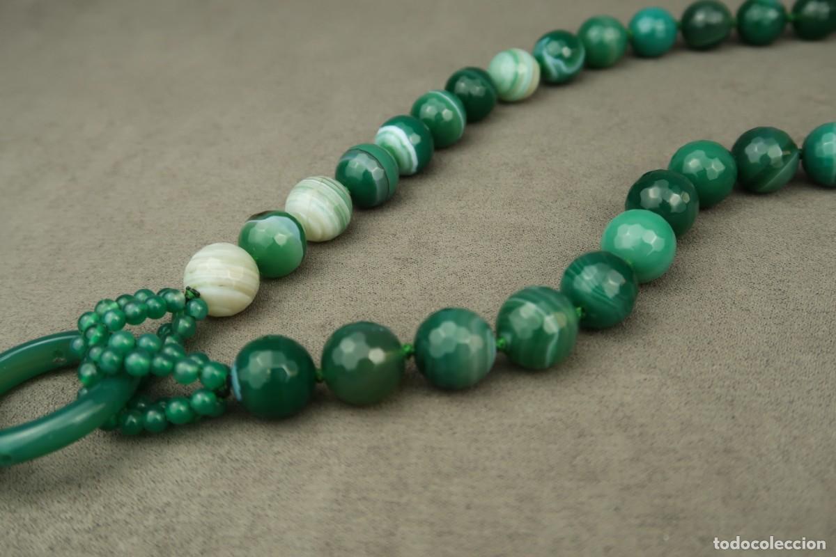 Joyeria: Antiguo Collar de &Aacute;gata Verde Facetada - Foto 11