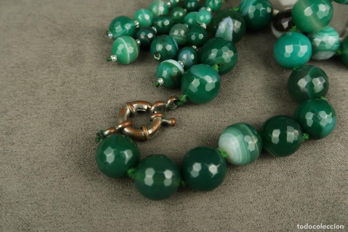Joyeria: Antiguo Collar de &Aacute;gata Verde Facetada - Foto 13
