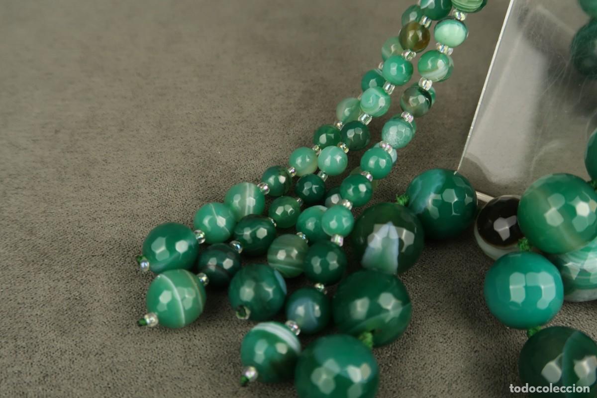 Joyeria: Antiguo Collar de &Aacute;gata Verde Facetada - Foto 14