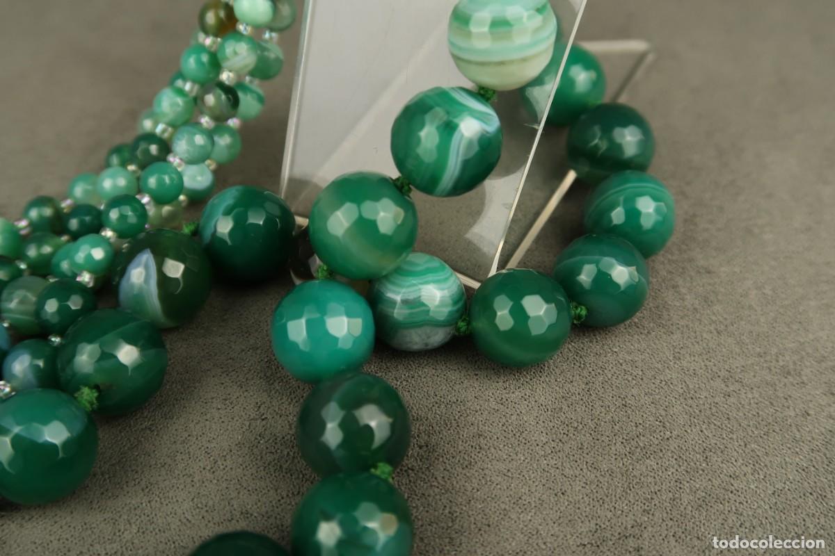 Joyeria: Antiguo Collar de &Aacute;gata Verde Facetada - Foto 15