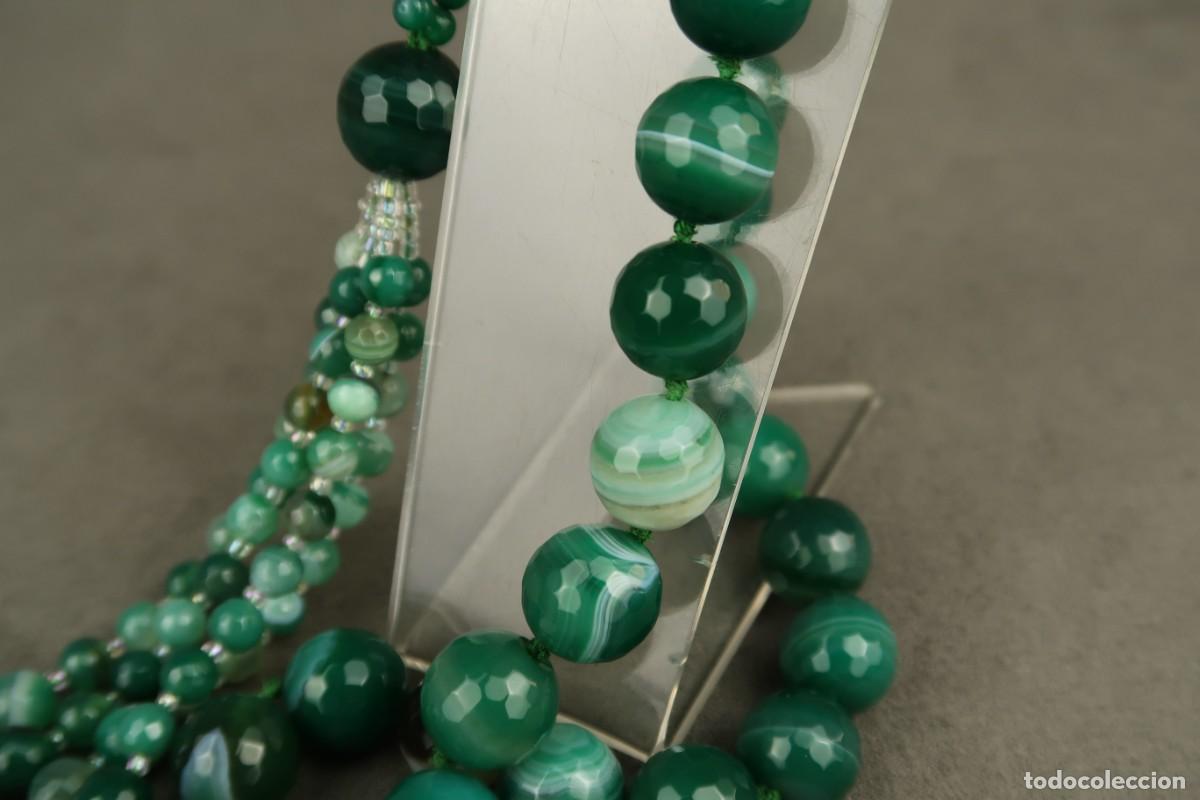 Joyeria: Antiguo Collar de &Aacute;gata Verde Facetada - Foto 16
