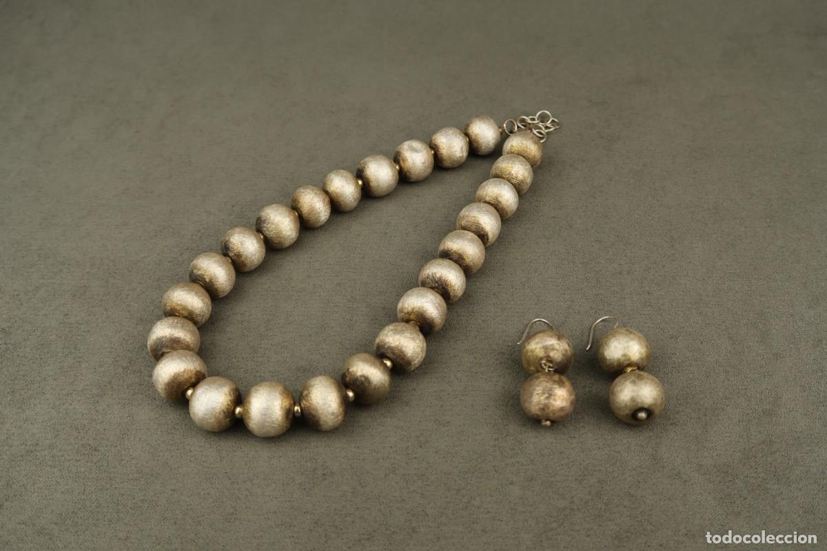 Joyeria: Antiguo Conjunto Gargantilla y Pendientes de Plata - Foto 1