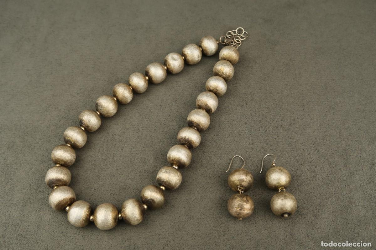 Joyeria: Antiguo Conjunto Gargantilla y Pendientes de Plata - Foto 2
