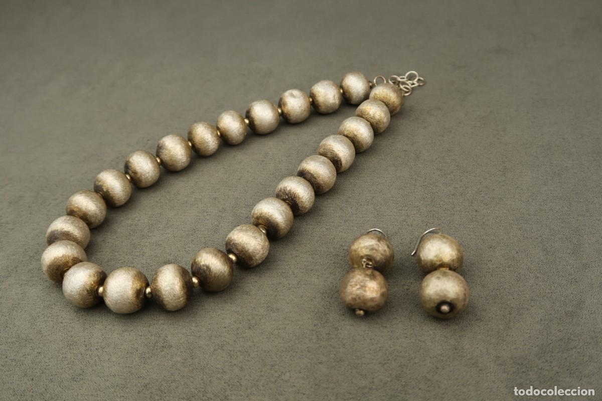 Joyeria: Antiguo Conjunto Gargantilla y Pendientes de Plata - Foto 10