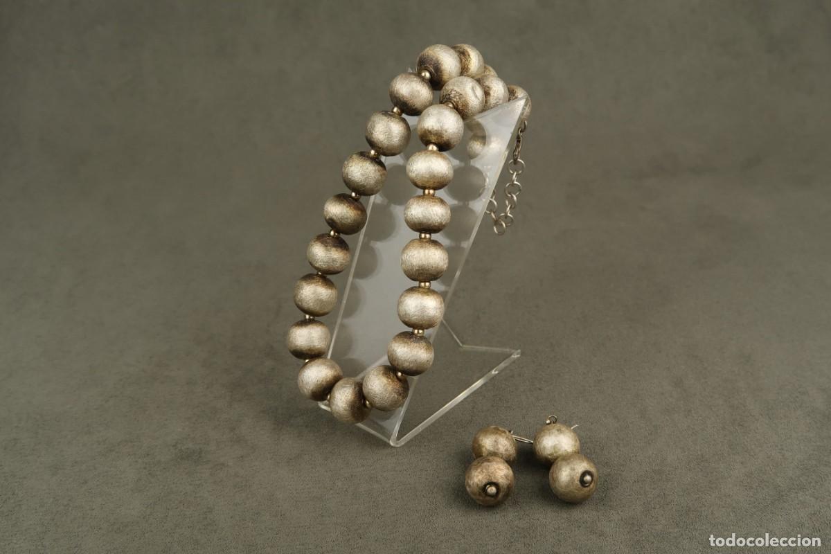 Joyeria: Antiguo Conjunto Gargantilla y Pendientes de Plata - Foto 14