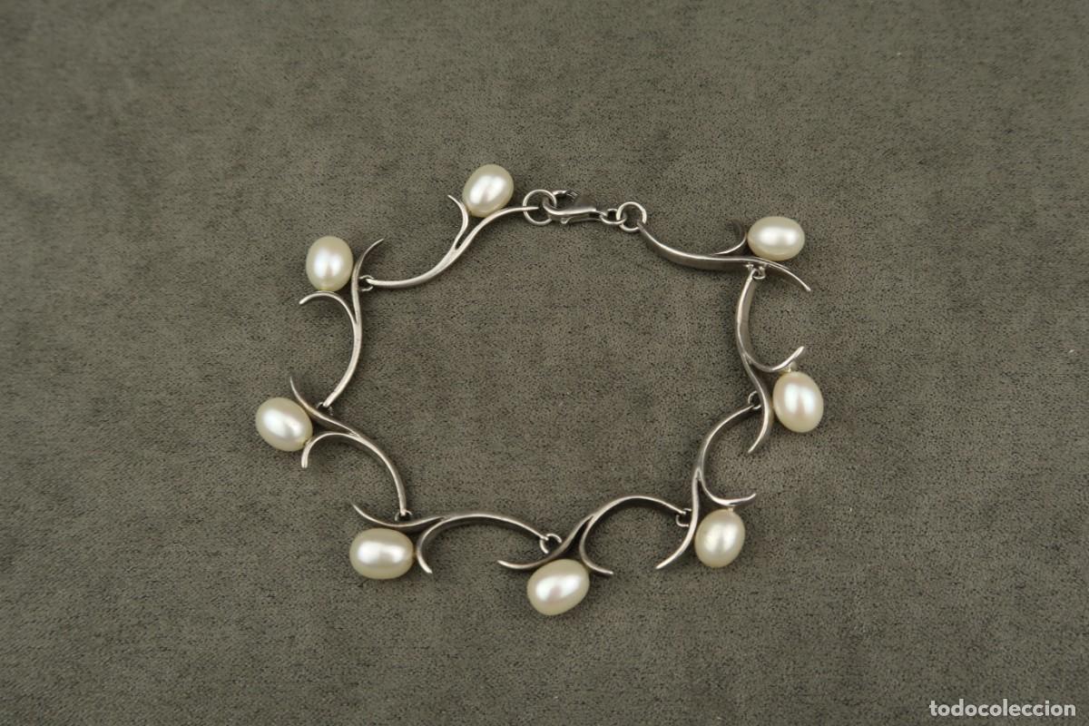 Joyeria: Antigua Pulsera de Plata y Perlas - Foto 1