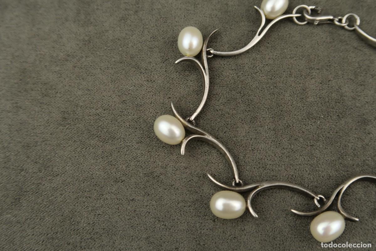 Joyeria: Antigua Pulsera de Plata y Perlas - Foto 2