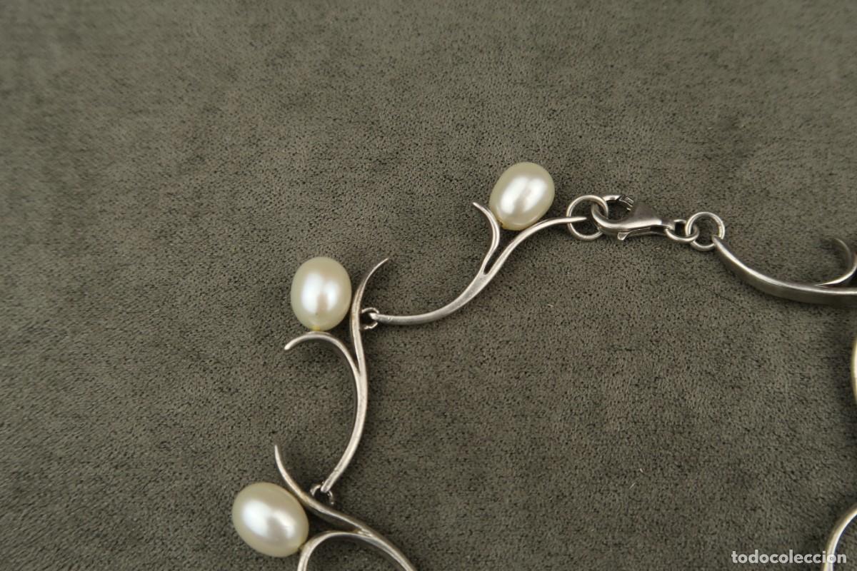 Joyeria: Antigua Pulsera de Plata y Perlas - Foto 3