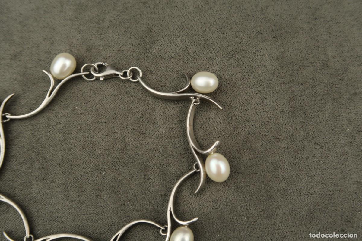 Joyeria: Antigua Pulsera de Plata y Perlas - Foto 5