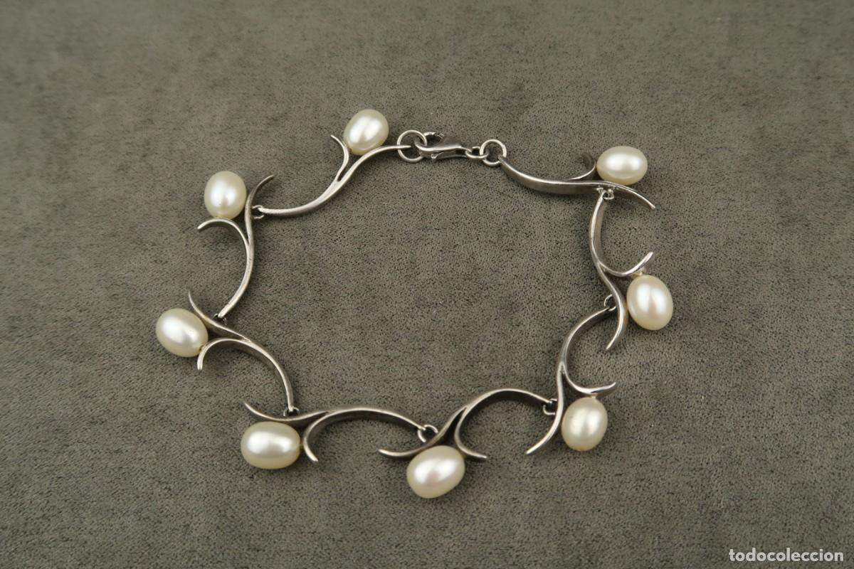 Joyeria: Antigua Pulsera de Plata y Perlas - Foto 7