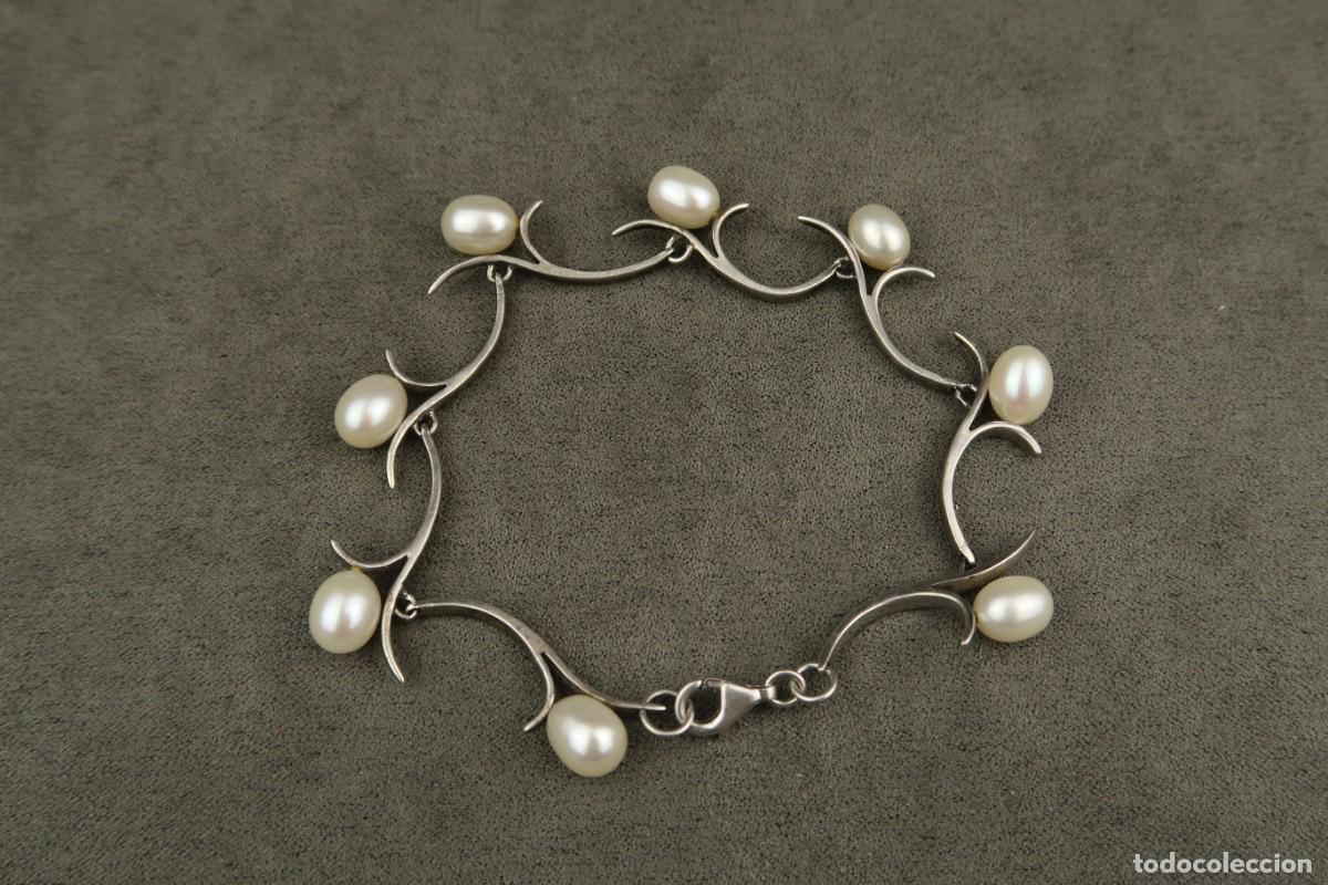Joyeria: Antigua Pulsera de Plata y Perlas - Foto 8
