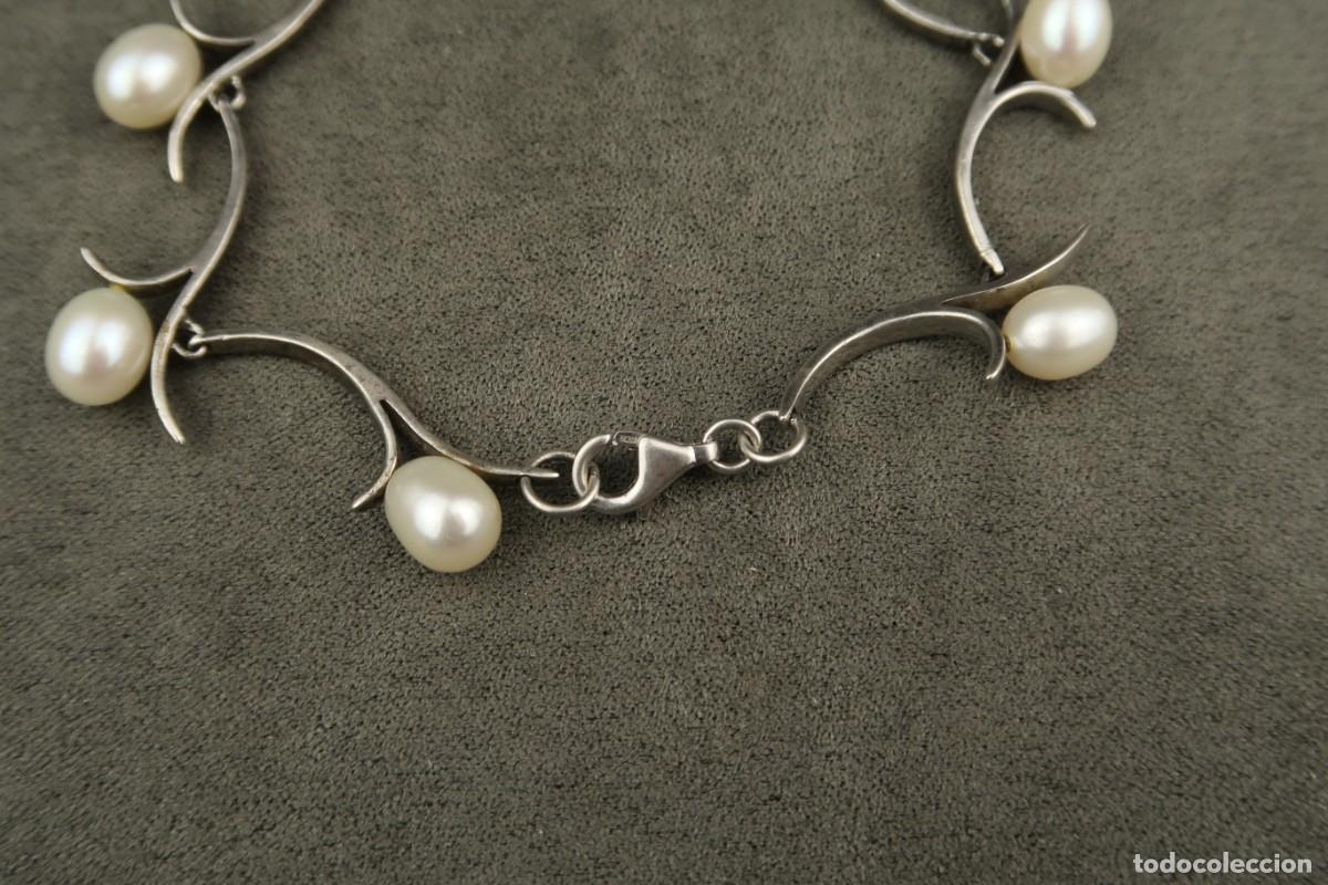 Joyeria: Antigua Pulsera de Plata y Perlas - Foto 9