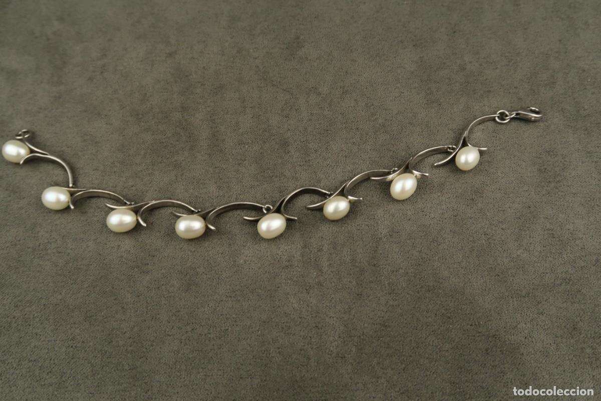 Joyeria: Antigua Pulsera de Plata y Perlas - Foto 11