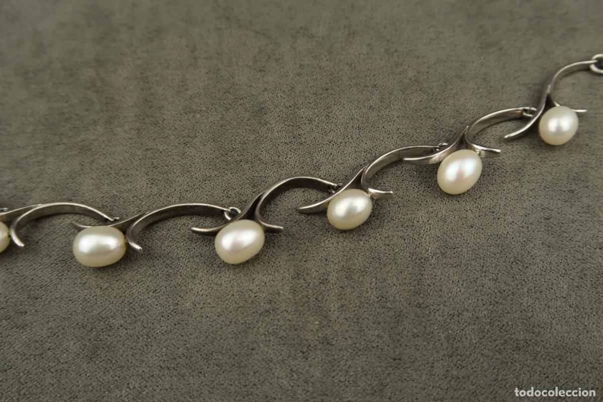 Joyeria: Antigua Pulsera de Plata y Perlas - Foto 13