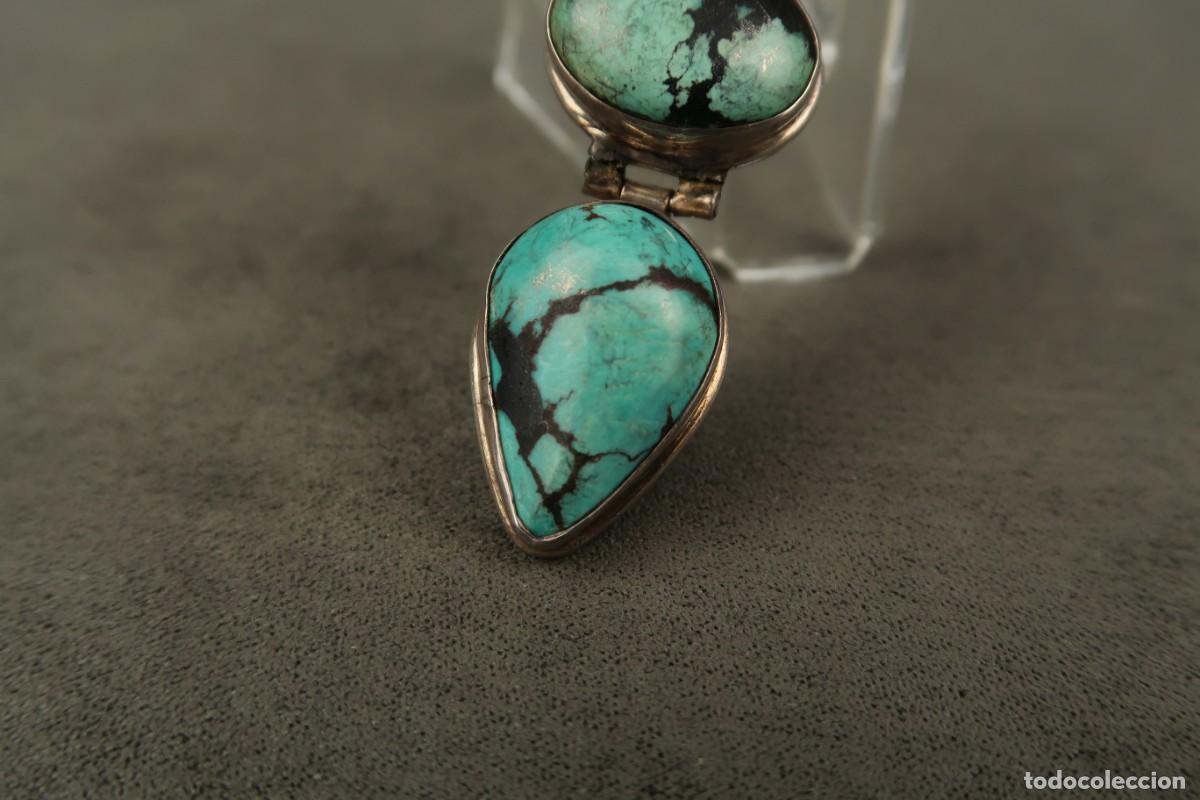 Joyeria: Antiguo Colgante de Plata y Turquesas - Foto 3